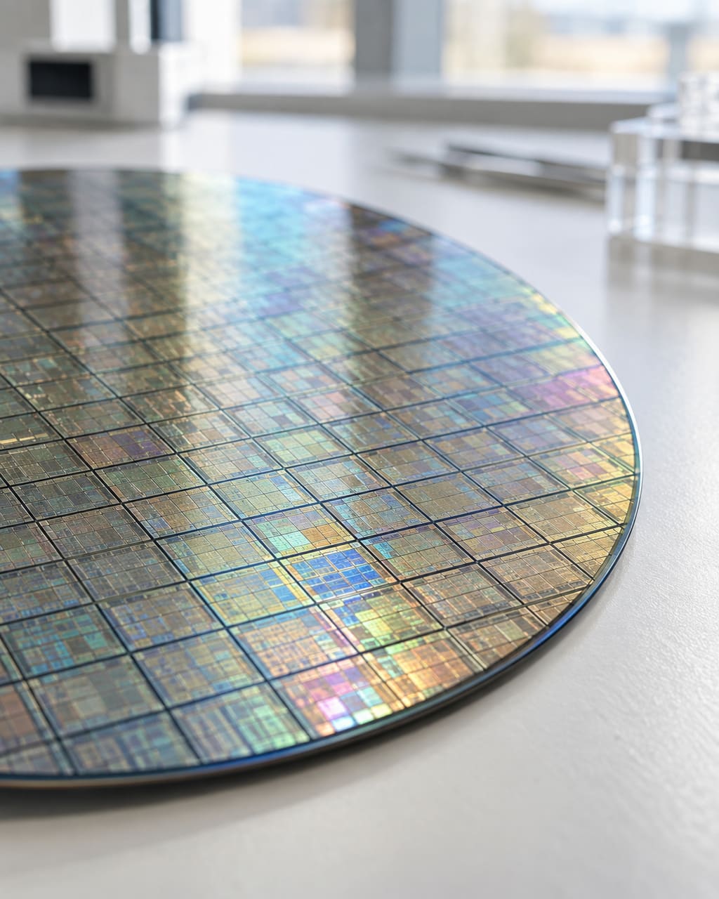 Illustration: macro view of a silicon wafer surface